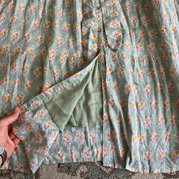 Emerson Fry Harper Floral Maxi Dress Tie Waist Bow Straps Button Front Size M L - Picture 5 of 14